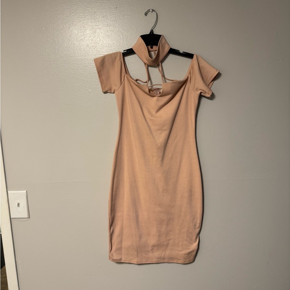 Elegant Peach Off-Shoulder Dress